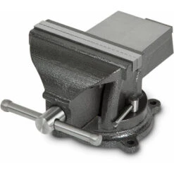 EBERTH Morsa In Ghisa Con Incudine, Larghezza Ganasce 150mm, Altezza Totale 152mm, Ruotabile A 360°, Piastra Ø 123mm, Larghezza Massima Di Serraggio 100mm, Morsa Piccola, Per Lavori Delicati