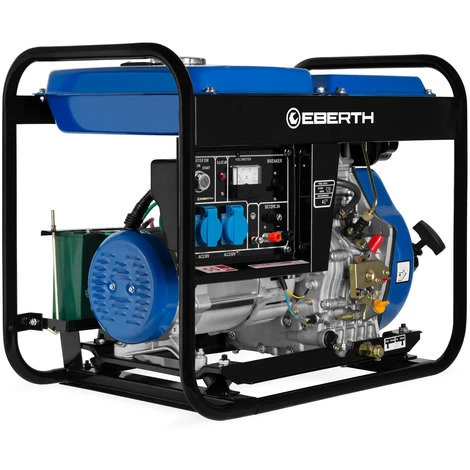 5000 Watt Generatore Diesel (Motore Diesel 10 Hp, 4 Tempi, Monofase, 2x 230 V, 1x 12V, Avviamento Elettrico)