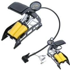 GONFIATORE POMPA A PEDALE MANOMETRO A 2 CILINDRI BICI AUTO MOTO 10 BAR 160 PSI