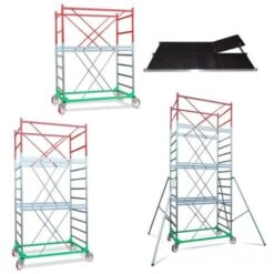 Trabattello Mobile Professionale Ponteggio Edilizia Con Ruote Acciaio Zincato Altezza Lavoro: 350