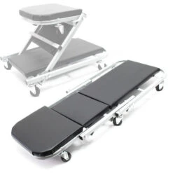 Lettino Sottoauto Meccanico Sgabello 2in1 Carrello Sottomacchina 90x41,5x12,5cm
