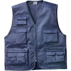 Gilet Multitasche Mod.navy Tessuto Cotone E Poliestere - Salone