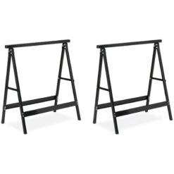 Relaxdays Cavalletto Da Lavoro, Set Da 2, Stabile, Max.100kg, Altezza 75 Cm, Salvaspazio, Acciaio, Nero