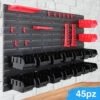 Pannello Da Parete 45pz Portautensili Contenitori Porta Attrezzi Officina Garage