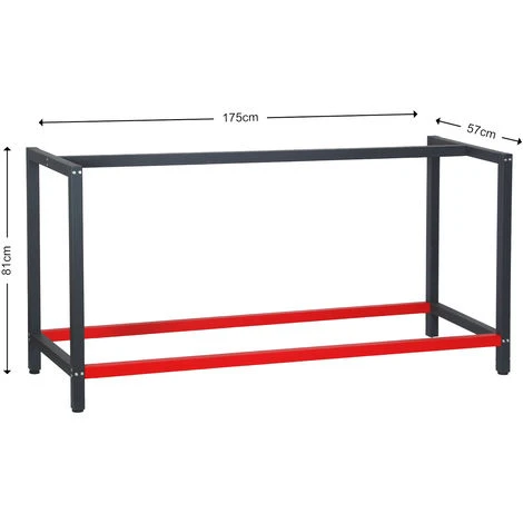 Telaio Per Banco Da Lavoro 175x57x81 Cm Acciaio Antracite-rosso Base Per Tavolo - immagine 3