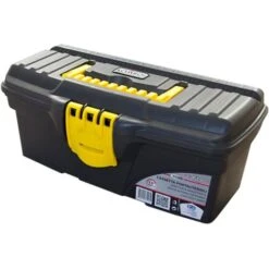 Cassetta In Plastica Portautensili Colore Giallo-Nero Maniglia A Scomparsa