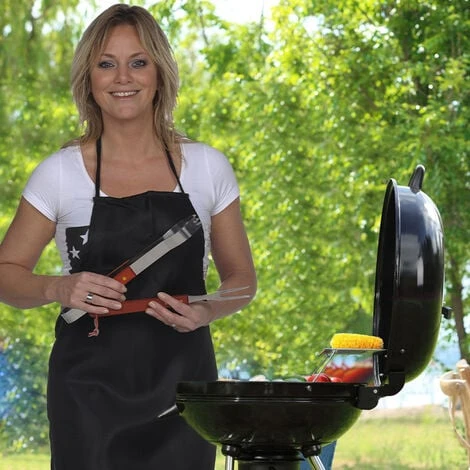 Grembiule Da Cucina BBQ Barbecue Nero 85x65 Cm Multiuso Ristorante Chef Cuoco - immagine 4