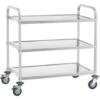Carrello Inox 3 Ripiani Fino A 150 Kg 2 Freni Carrello Di Servizio Acciaio Inox