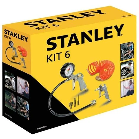 KIT STANLEY 6 PNEUMATIC KIT ACCESSORI COMPRESSORE PISTOLA SOFFIAGGIO GONFIAGGIO