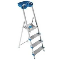 Colombo Scala ATLANTICA 4 Gradini In Alluminio Con Gradino Extra Large Piedini Antiscivolo E Vaschetta Portautensili Ribaltabile EN131 MADE IN ITALY