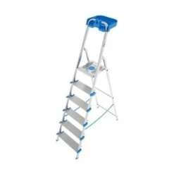 Colombo Scala ATLANTICA 6 Gradini In Alluminio Con Gradino Extra Large Piedini Antiscivolo E Vaschetta Portautensili Ribaltabile EN131 MADE IN ITALY