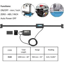 RIGA VISUALIZZATORE DIGITALE MULTIFUNZIONE 1000mm TORNIO FRESA PIALLA FERVI R100