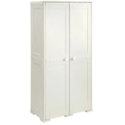 Armadio Mobile Armadietto Porta Scope Giardino Balcone Con Ripiani Panna