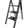 Colombo Sgabello Scala LEONARDO 3 Gradini In Alluminio Anodizzato,ultrasottile,ultrapiatto,nero Portata Max 150kg EN14183 MADE IN ITALY