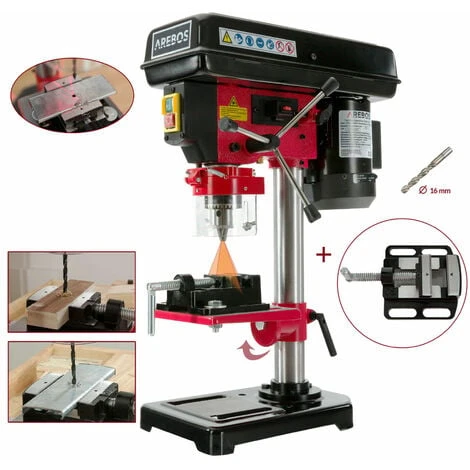 AREBOS Trapano A Colonna Da Banco 500 W Posizione Laser 2.500 Rivoluzioni Al Minuto Regolazione Del Banco: 45° – 0 – 45°