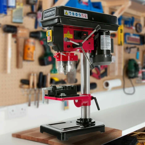 AREBOS Trapano A Colonna Da Banco 500 W Posizione Laser 2.500 Rivoluzioni Al Minuto Regolazione Del Banco: 45° – 0 – 45° - immagine 2