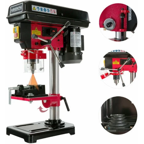 AREBOS Trapano A Colonna Da Banco 500 W Posizione Laser 2.500 Rivoluzioni Al Minuto Regolazione Del Banco: 45° – 0 – 45° - immagine 3