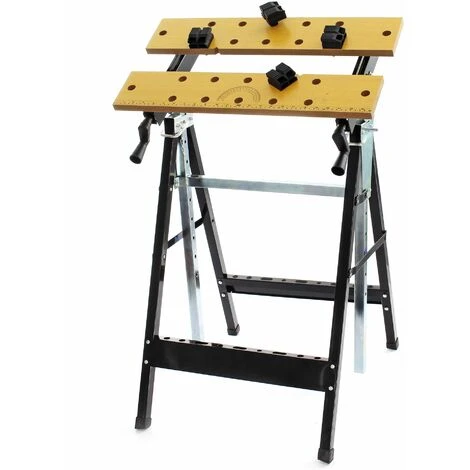 Banco Da Lavoro Pieghevole Regolabile 62,5x60,5x(84,5-115,5)cm Con Portautensili Righello Goniometro - immagine 2