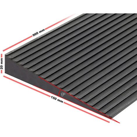 Rampa Per Soglie 20x150x900mm Gomma Piena Superficie Antiscivolo Per Sedie A Rotelle E Deambulatori - immagine 2
