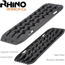 Pedane Per Recupero Fuoristrada RHINO WINCH Nero 4x4 Supporto 10 Tonnellate Per Trazione Fuoristrada Sabbia / Fango / Neve X2 - 1 Anno Di Garanzia