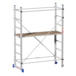 Ponteggio Trabattello Impalcatura In Alluminio Cm 158x60x218h - Con Due Ruote