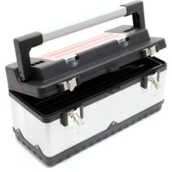 Valigetta Porta Attrezzi In Acciaio Inox E Plastica 50,5x23,5x25,5 Cm Con Portautensili E Maniglia