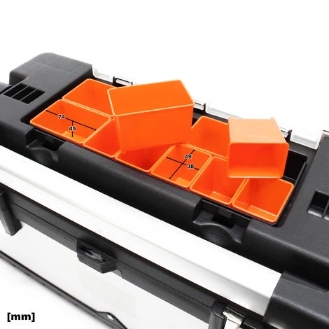 Valigetta Porta Attrezzi In Acciaio Inox E Plastica 50,5x23,5x25,5 Cm Con Portautensili E Maniglia - immagine 3