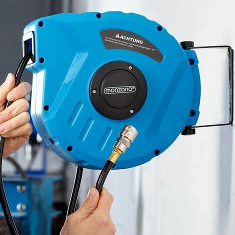 Monzana Avvolgitubo Ad Aria Compressa Tubo 10m Attacco 1/4 Bobina Con Supporto A Parete Rotante 180° - immagine 2