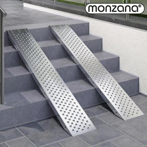 Monzana Rampa Di Carico 2pz Carico Max. 400kg Acciaio Zincato Antiscivolo Coppia Di Rampe Tagliaerba Moto Scooter Quad - immagine 3