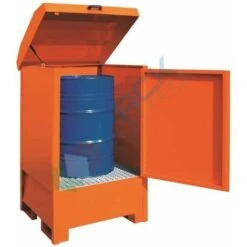 Deposito Di Stoccaggio Per 1 Fusto Da 200 Lt, In Acciaio, Colore Arancio RAL 2004
