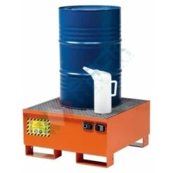 Vasca Di Contenimento Liquidi In Acciaio Ideale Per 1 Fusto 200 Lt, Mis. 860 L X 860 P X 430 H Mm, Colore Arancio RAL 2004