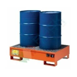 Vasca Di Contenimento Liquidi In Acciaio Ideale Per 2 Fusti 200 Lt, Mis. 1340 L X 850 P X 330 H Mm, Colore Arancio RAL 2004