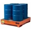 Vasca Di Contenimento Liquidi In Acciaio Ideale Per 4 Fusti, Mis. 1340 L X 1250 P X 300 H Mm, Colore Arancio RAL 2004