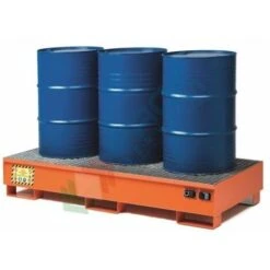 Vasca Di Contenimento Liquidi In Acciaio Ideale Per 3 Fusti, Mis. 2010 L X 850 P X 330 H Mm, Colore Arancio RAL 2004