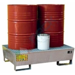 Vasca Di Contenimento Liquidi In Acciaio Zincato, Conica Ed Inseribile, Ideale Per 2 Fusti 200 Lt, Mis. 1200 L X 800 P X 340 H Mm