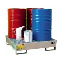 Vasca Di Contenimento Liquidi In Acciaio Zincato, Conica Ed Inseribile, Ideale Per 4 Fusti 200 Lt, Mis. 1200 L X 1200 P X 300 H Mm
