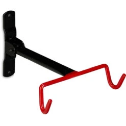 Relaxdays Portabicletta Da Parete, Pieghevole, Per Garage E Cantina, Carico 20 Kg, HLP 20x25x36 Cm, Supporto, Nero/Rosso