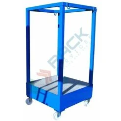 Struttura Porta Big Bag, In Acciaio Verniciato Blu, Con Vasca Di Contenimento Carrellata, Capacità 1000 Lt