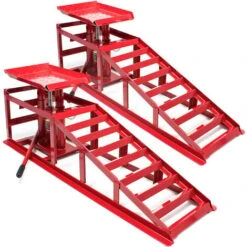 Set Due Rampe Con Martinetto Idraulico Integrato 2000 Kg Regolabile In Altezza Fino A 30 Cm