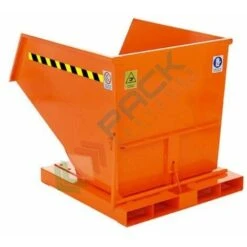 Benna Ribaltabile Senza Ruote, In Acciaio, Capacità 285 Lt, Svuotamento Con Muletto, Arancio RAL 2004