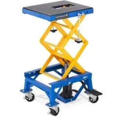 MSW Cavalletto Alzamoto Centrale Sollevatore Idraulico Per Moto + Ruote Freni 150kg