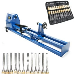 Tornio Per Legno Da 400 Watt E Scalpelli Sgorbie 12 Utensili Per Intaglio