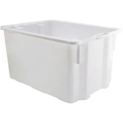 Cassa In Plastica Per Alimenti Sovrapponibile E Impilabile Capienza 65 Litri Con Manici - Bianco Neutro - Mobil Plastic