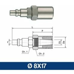 INNESTO RAPIDO PROFILO ITALIA CON MASCHERINA PORTAGOMMA 14/A - 14/B (14496V) Ø 8X17 (14497)