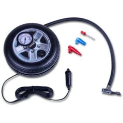 VONROC Compressore Portatile 12V Con Manometro. Max. Pressione Di Esercizio: 10 Bar / 145 PSI. Capacità 12L / Min. Include 3 Adattatori