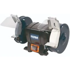 FERM SmerigliatriceMolatrice Da Banco 250W 150mm - Include 2 Mole, Parascintille, Poggiamano E Occhiali Di Sicurezza