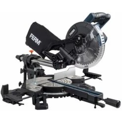 FERM Troncatrice Radiale 1500W, Ø 210mm Con Laser. Include Lama 48T TCT, 2 Barre Estendibili E Una Connessione Aspirapolvere