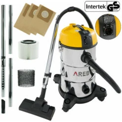 AREBOS Aspirapolvere Industriale 30 L Bagnato E Asciutto Aspirapolvere 1300 W Giallo