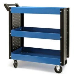 Carrello Portautensili A 3 Ripiani Maniglia Rotelle In Plastica E Freni Ripiano Con Bordo Rialzato