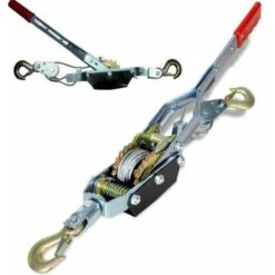 ARGANO PARANCO VERRICELLO MANUALE A LEVA 4 TON. CAVO IN ACCIAIO E DOPPIO GANCIO